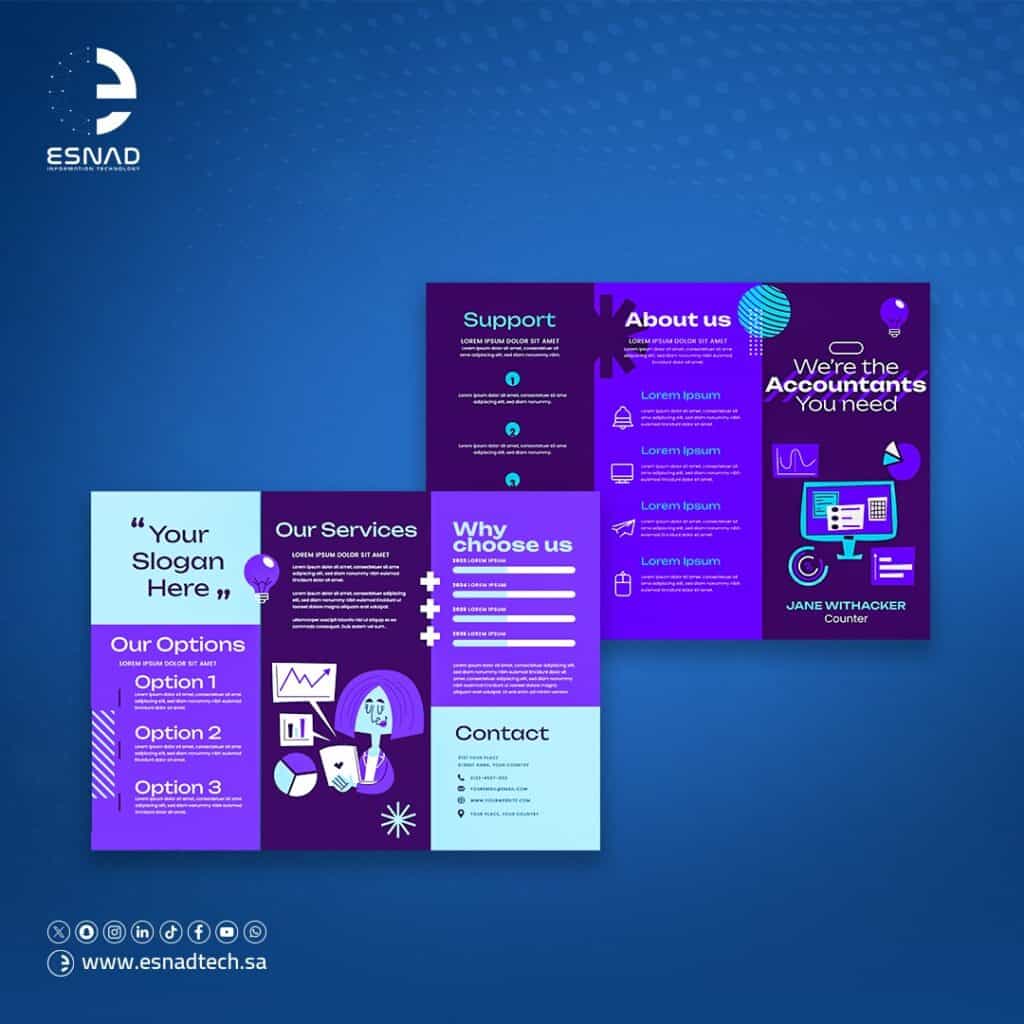 تعرّف على 7 خطوات لصناعة تصميم البروشورات الاحترافية والجذابة تساعدك على إبراز خدماتك ومنتجاتك بطريقة تسويقية مميزة ولافتة للأنظار.